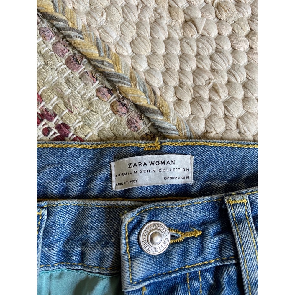 Zara Satin Embroidered Bird Distressed Jeans - Picture 8 of 8